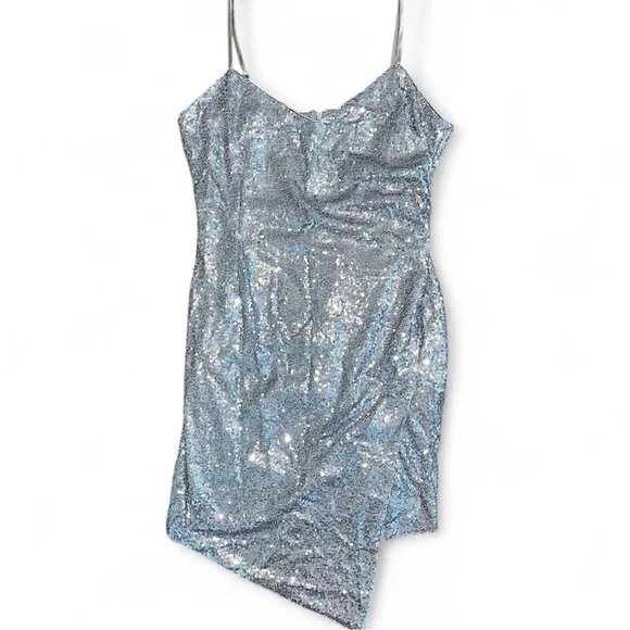 Lulus All Over Sequence Mini Dress Asymmetrical Bodycon Sparkly Women’s M - Picture 3 of 9